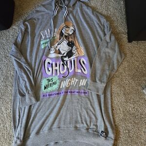 Gray Graphic Hoodie with Cartoon Print